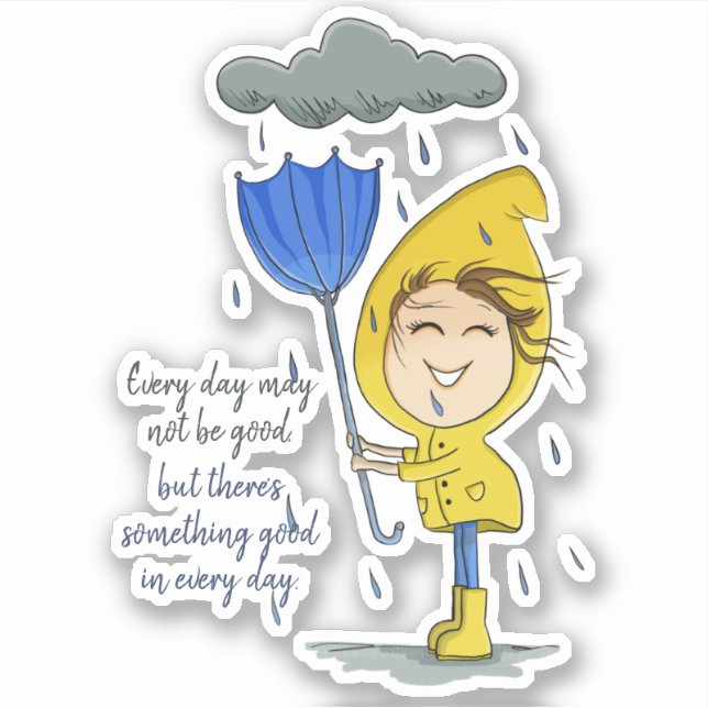 Cute Girl Rainy Windy Day Graphic Encouragement (Front)