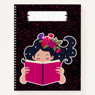 Cute Girl Reading Book Notebook Cover