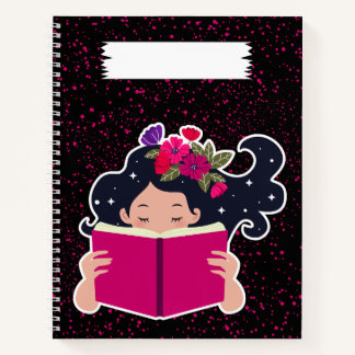 Cute Girl Reading Book Notebook Cover