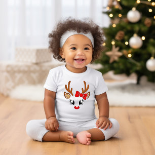 Cute Girl Reindeer Face Toddler T-Shirt