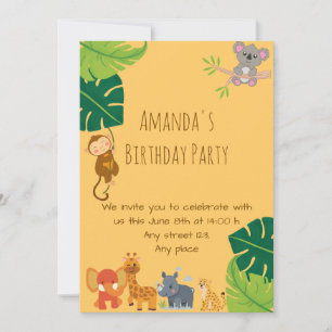 Cute Girl Safari Birthday Party Invitation
