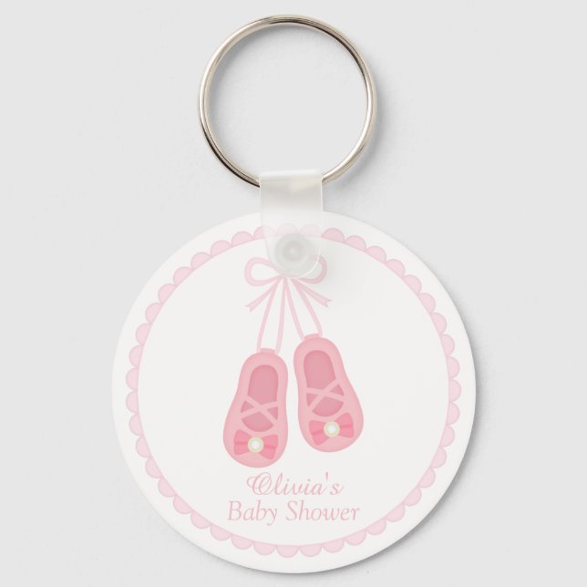 Cute Girl Shoes Ballerina Baby Shower Favours Key Ring (Front)