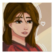 Cute Girl Simple Background Handdrawn Digital Art