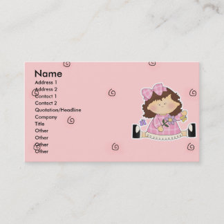 Cute Girl Sitting with Flower and Butterflies Business Card