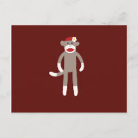 Cute Girl Sock Monkey on Red