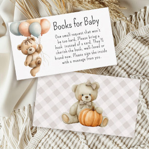 Cute Girl Teddy Bear Balloons Books for Baby Enclosure Card