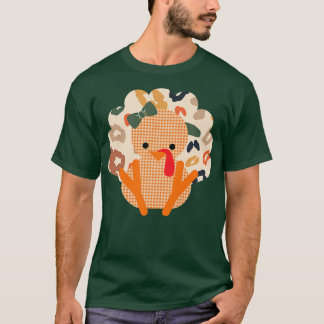 Cute Girl Turkey Thanksgiving Fall Leopard Premium T-Shirt