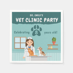 Cute Girl Veterinarian Vet Animal Clinic Birthday Napkin