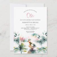 Cute Girl Watercolor Duck Birthday Party