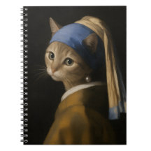Cute Girl With a Pearl Earring Cat Art