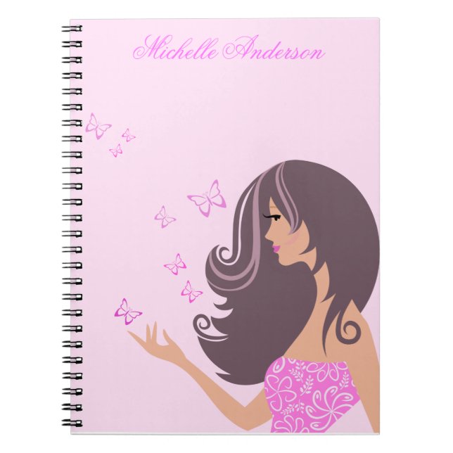 Cute girl with butterflies Notebook (Front)