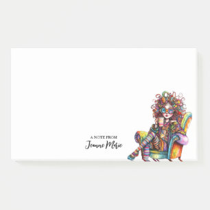 Cute Girl With Coffee Colourful Personalised Post-it Notes