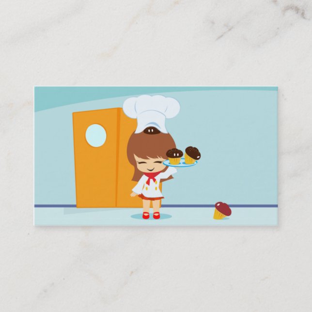 Cute Girl with Cupcakes Business Card (Front)