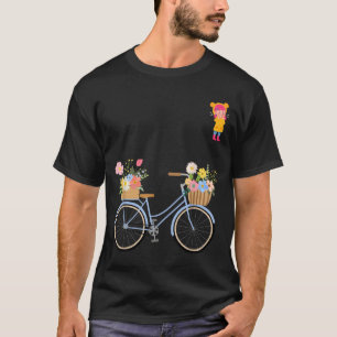 Cute Girl with Flower Bicycle Funny Unisex Design T-Shirt