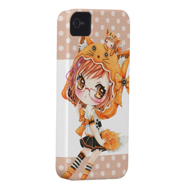 Cute girl with glasses in kawaii fox hoodie Case-Mate iPhone case (Back/Right)