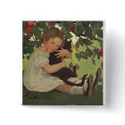 Cute Girl with her Cat Fun Retro Stickers