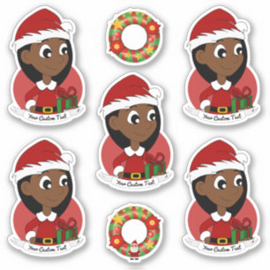 Cute girl with long black hair holiday cartoon