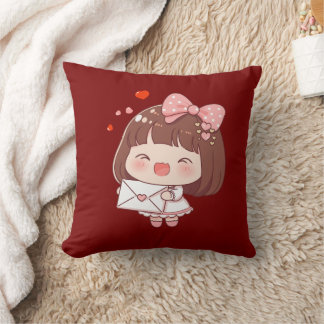 Cute Girl With Love Letter Cushion