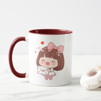 Cute Girl With Love Letter Mug