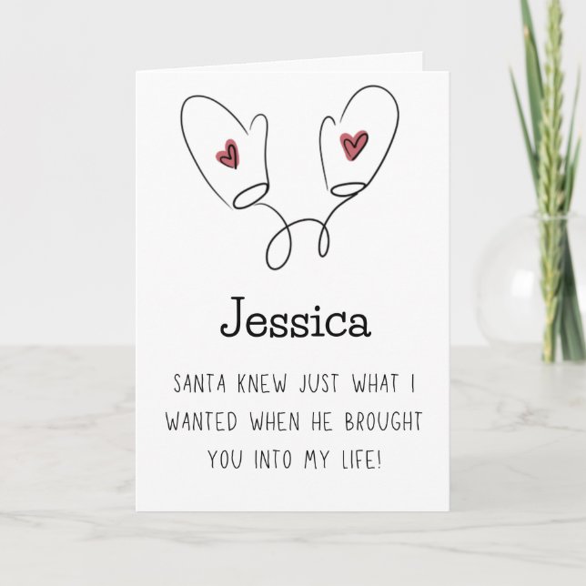 Cute Girlfriend or Boyfriend Name Merry Christmas Holiday Card (Front)