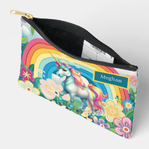 Cute girls add name fantasy unicorn accessory pouch