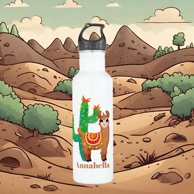 Cute girls add name llama 710 ml water bottle (Creator Uploaded)