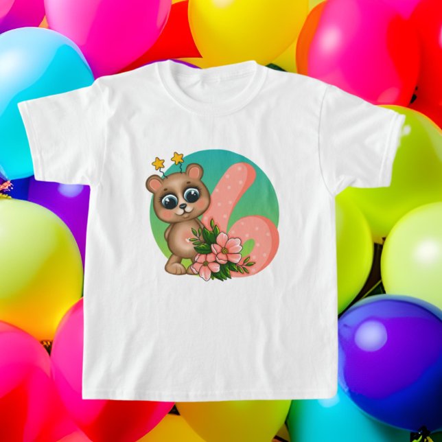 cute girls age six Birthday bear T-Shirt  (Creator Uploaded)