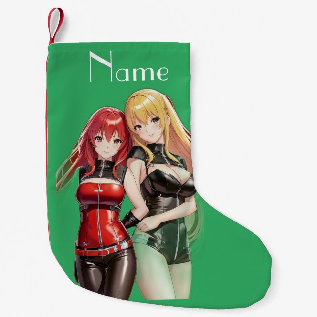 Cute Girls Anime Thunder_Cove Small Christmas Stocking (Front)