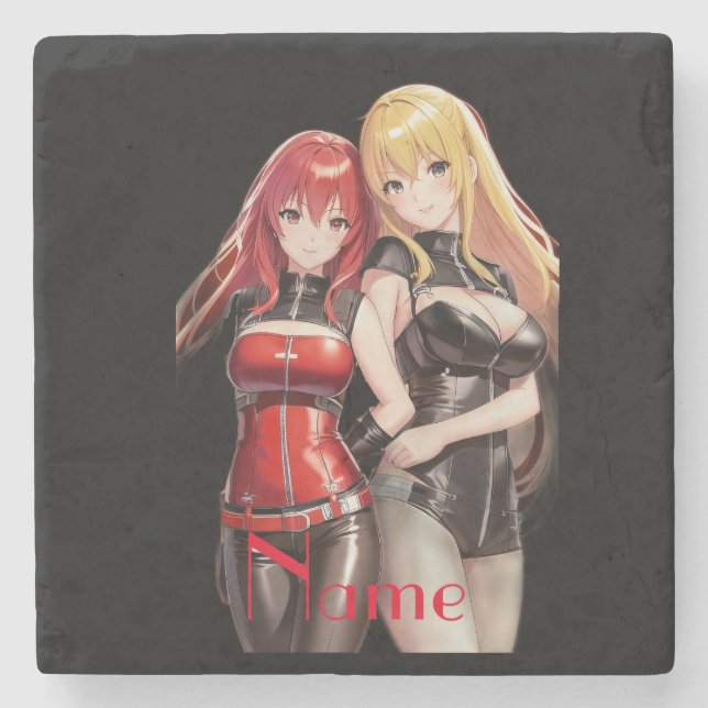 Cute Girls Anime Thunder_Cove Stone Coaster (Front)