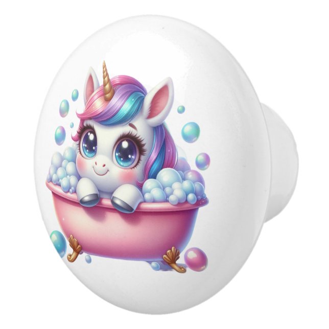 Cute girls bathroom unicorn  ceramic knob (Right)