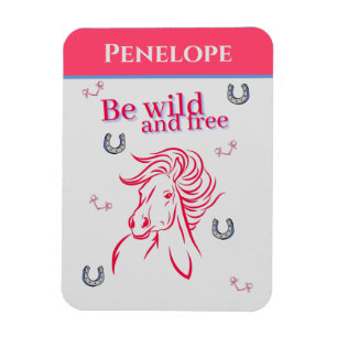 Cute Girls Be Wild and Free Decorative Horse Magnet