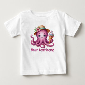 Cute girls  beach octopus add text  baby T-Shirt