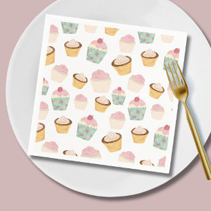 Cute girls birthday cupcake pattern napkin