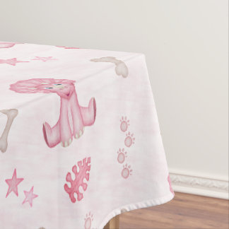 Cute Girls Birthday Pink Dinosaur Tablecloth
