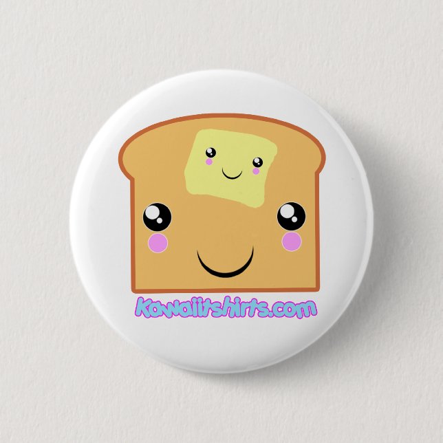 cute girls Butter and Toast anime kawaii button (Front)