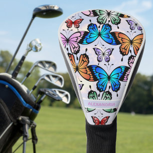 Cute Girls Butterfly Pattern Whimsical Blue Name Golf Head Cover