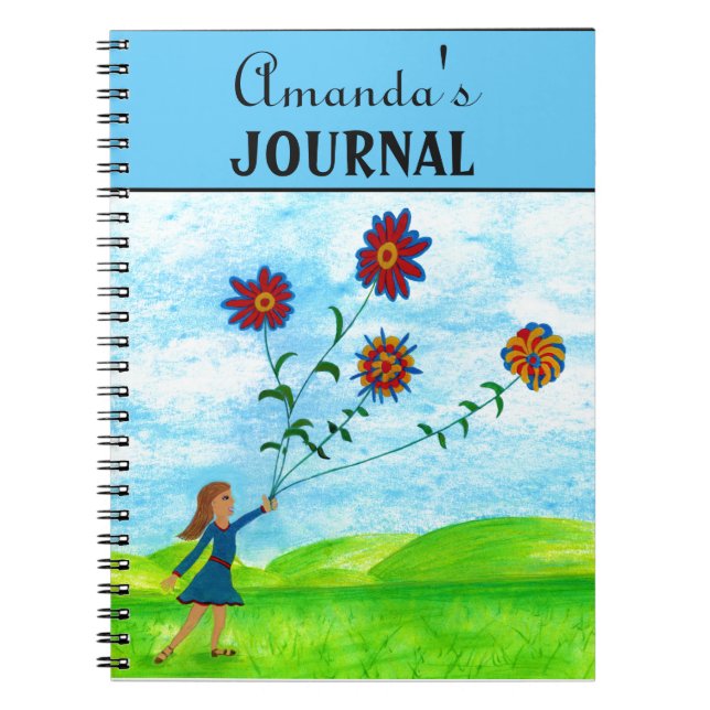 Cute Girls Colourful Floral Journal Spiral Noteboo (Front)