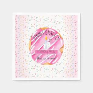 Cute Girls Doughnuts   Cupcakes 1st Birthday Party Napkin