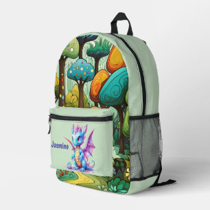 Cute girls dragon add name printed backpack