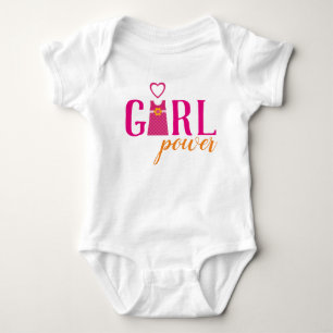 Cute girls dress pink fuchsia plaid girl power baby bodysuit