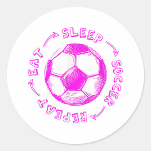 Cute Girls Eat Sleep Soccer Repeat - Youth Player  Classic Round Sticker