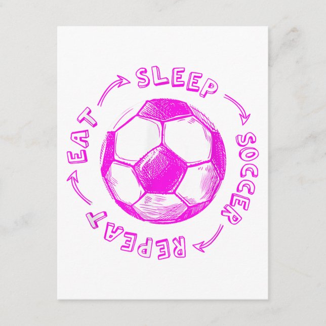 Cute Girls Eat Sleep Soccer Repeat - Youth Player  Enclosure Card (Front)