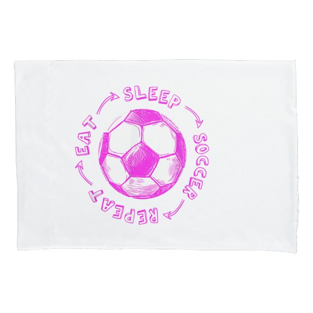 Cute Girls Eat Sleep Soccer Repeat - Youth Player  Pillowcase (Front)