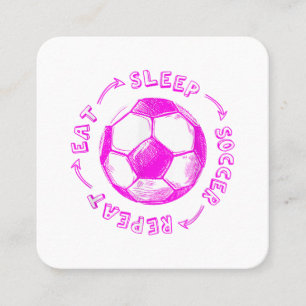 Cute Girls Eat Sleep Soccer Repeat - Youth Player  Square Business Card