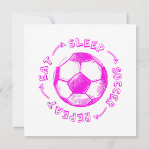 Cute Girls Eat Sleep Soccer Repeat - Youth Player Thank You Card