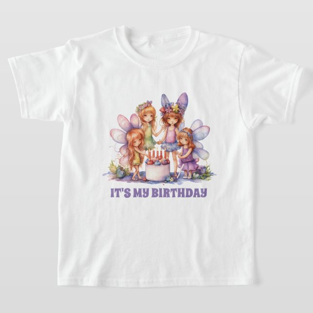 Cute girl's fairy Birthday party  T-Shirt (Laydown)