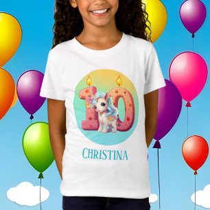 cute girls fantasy unicorn 10th Birthday T-Shirt