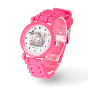 Cute girls fantasy unicorn add name  watch