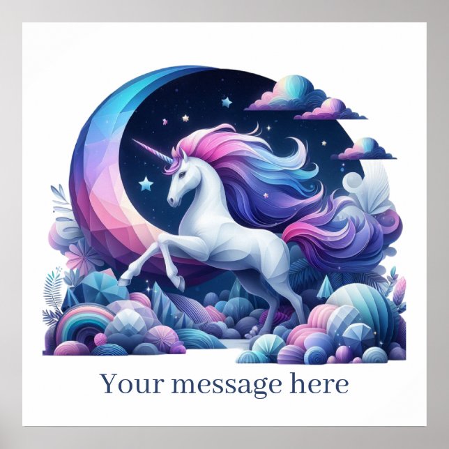 Cute girls Fantasy unicorn add text  Poster (Front)