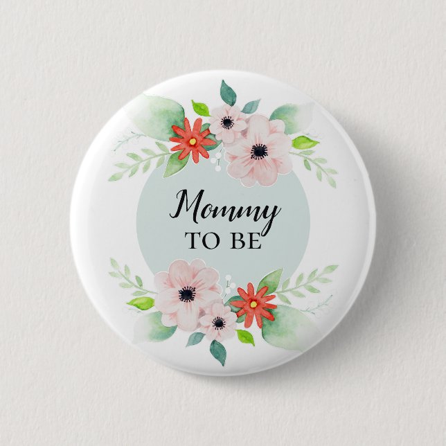 Cute Girls Floral Mummy To Be Baby Shower 6 Cm Round Badge (Front)